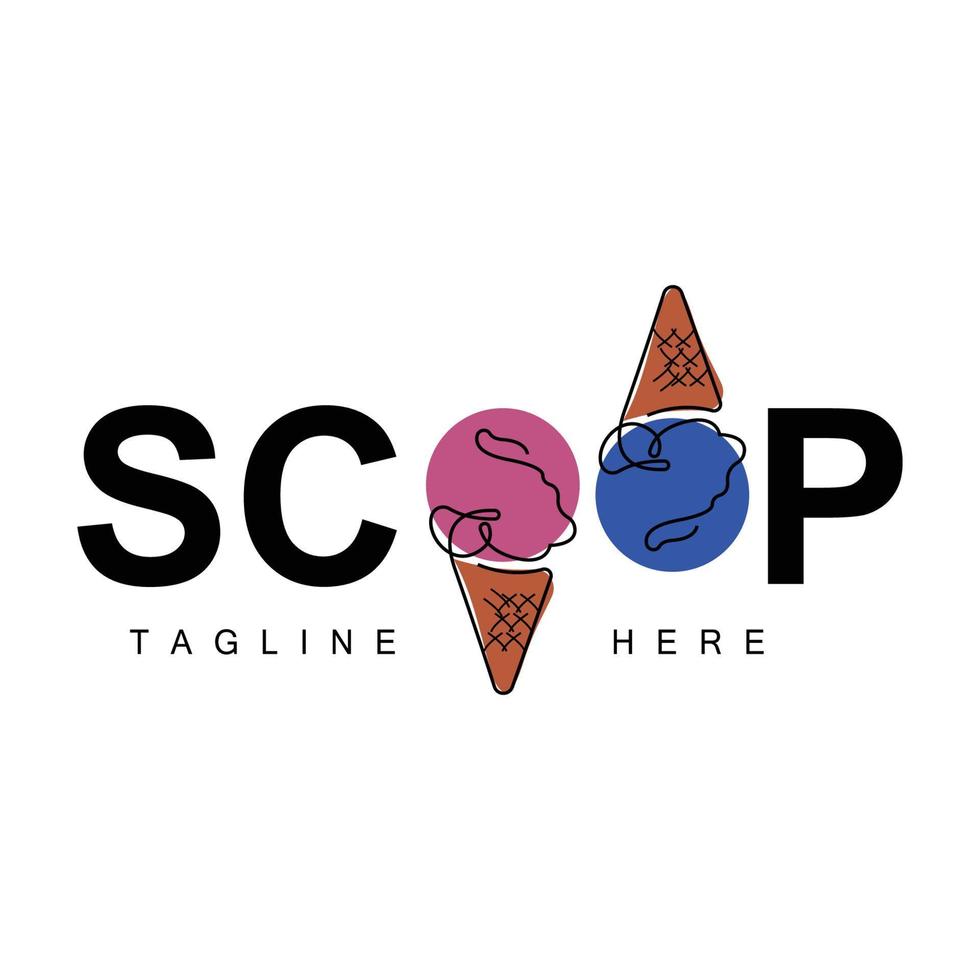 design de logotipo de sorvete gelato, comida doce e fria, produtos da empresa de marca vetorial vetor