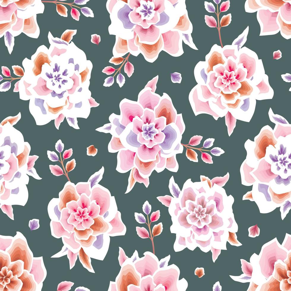 fundo floral colorido vetor padrão sem emenda plantas tropicais em fundo pastel decorativo. design elegante. papel de parede de flores. ilustração de estilo aquarela. papel de parede da natureza. outono