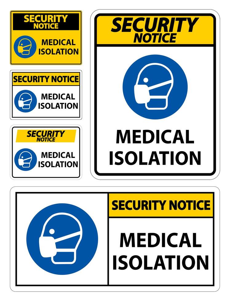 aviso de segurança conjunto de sinal de isolamento médico vetor