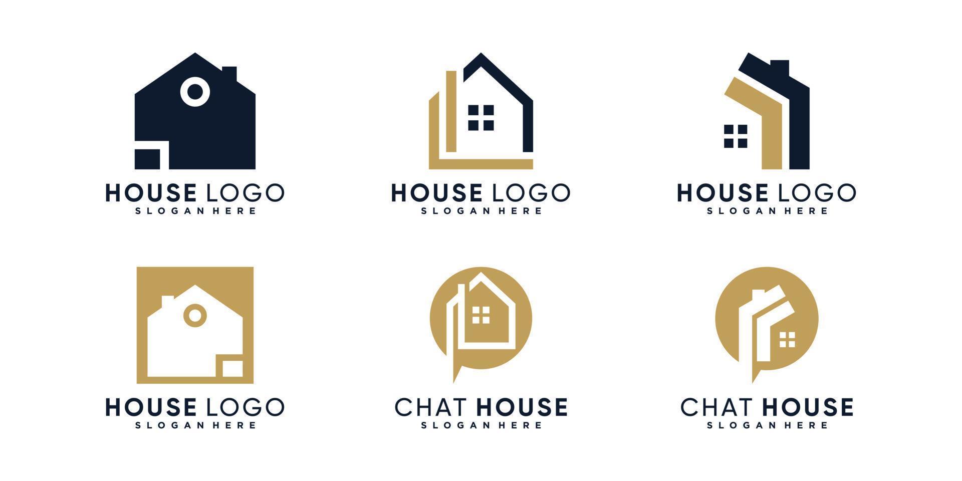 conjunto de pacote de design de logotipo de casa com vetor premium de conceito moderno criativo
