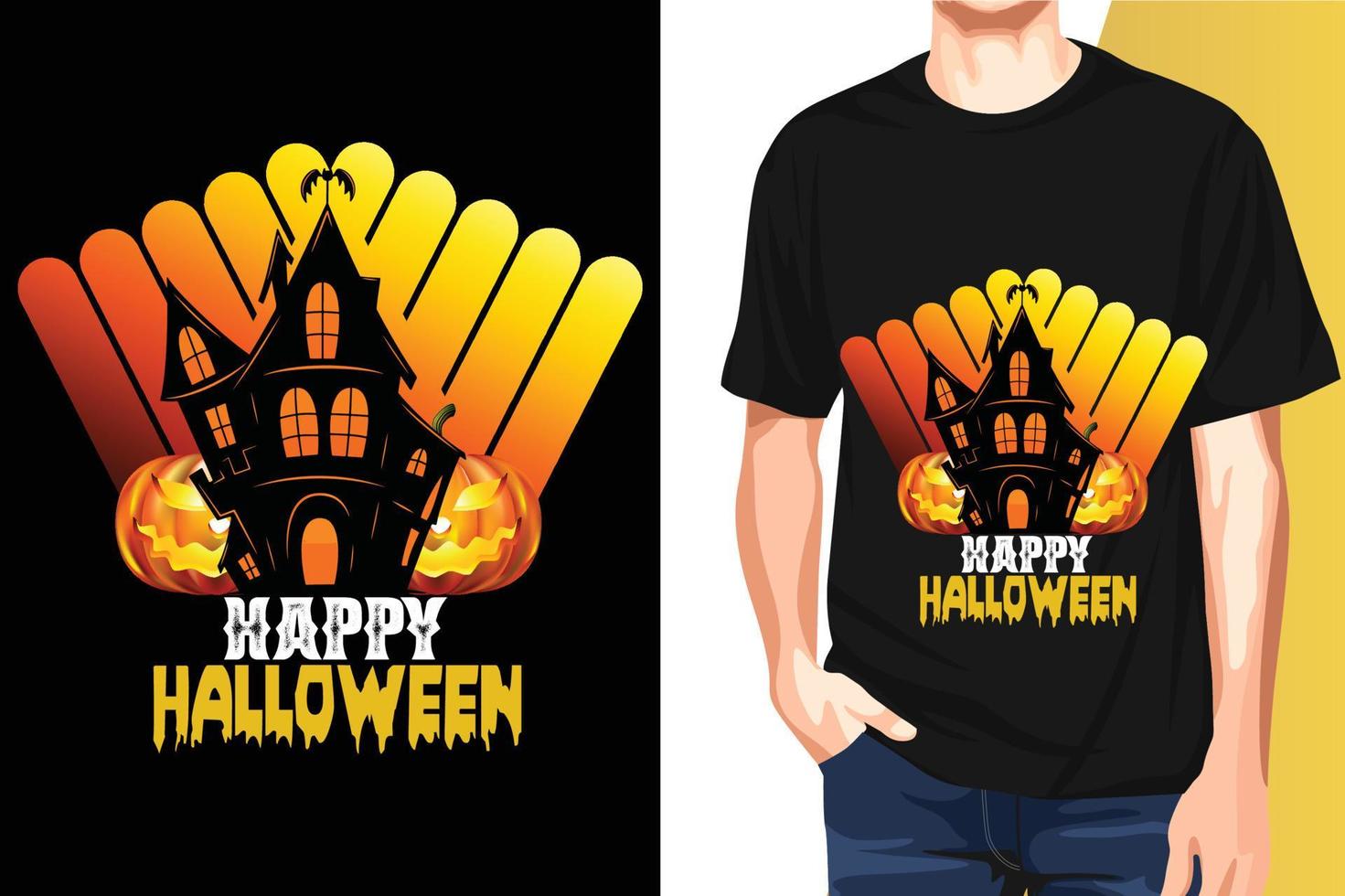 modelos de vetor de design de camiseta de halloween com impressão pronta