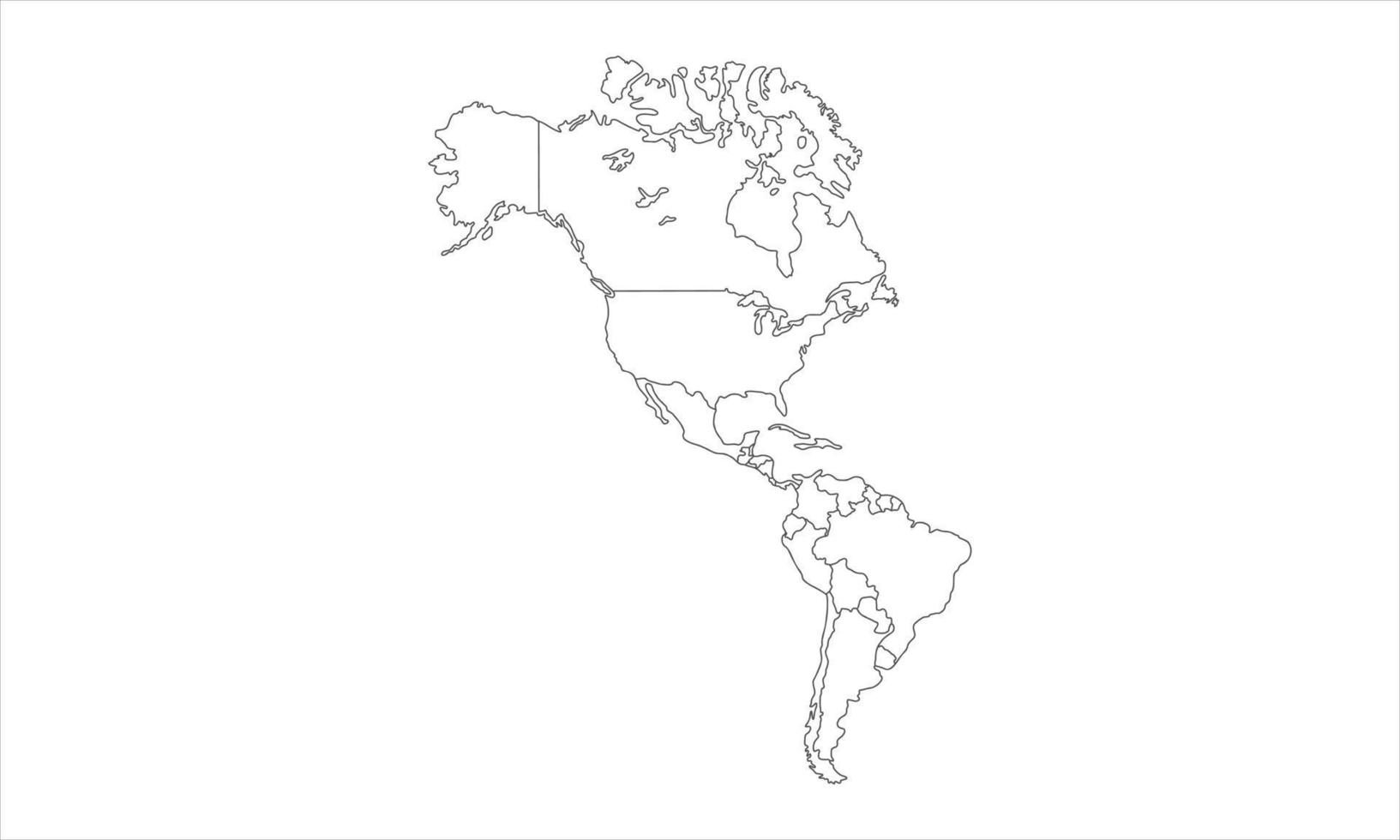 fundo branco do mapa da américa com design de arte de linha vetor
