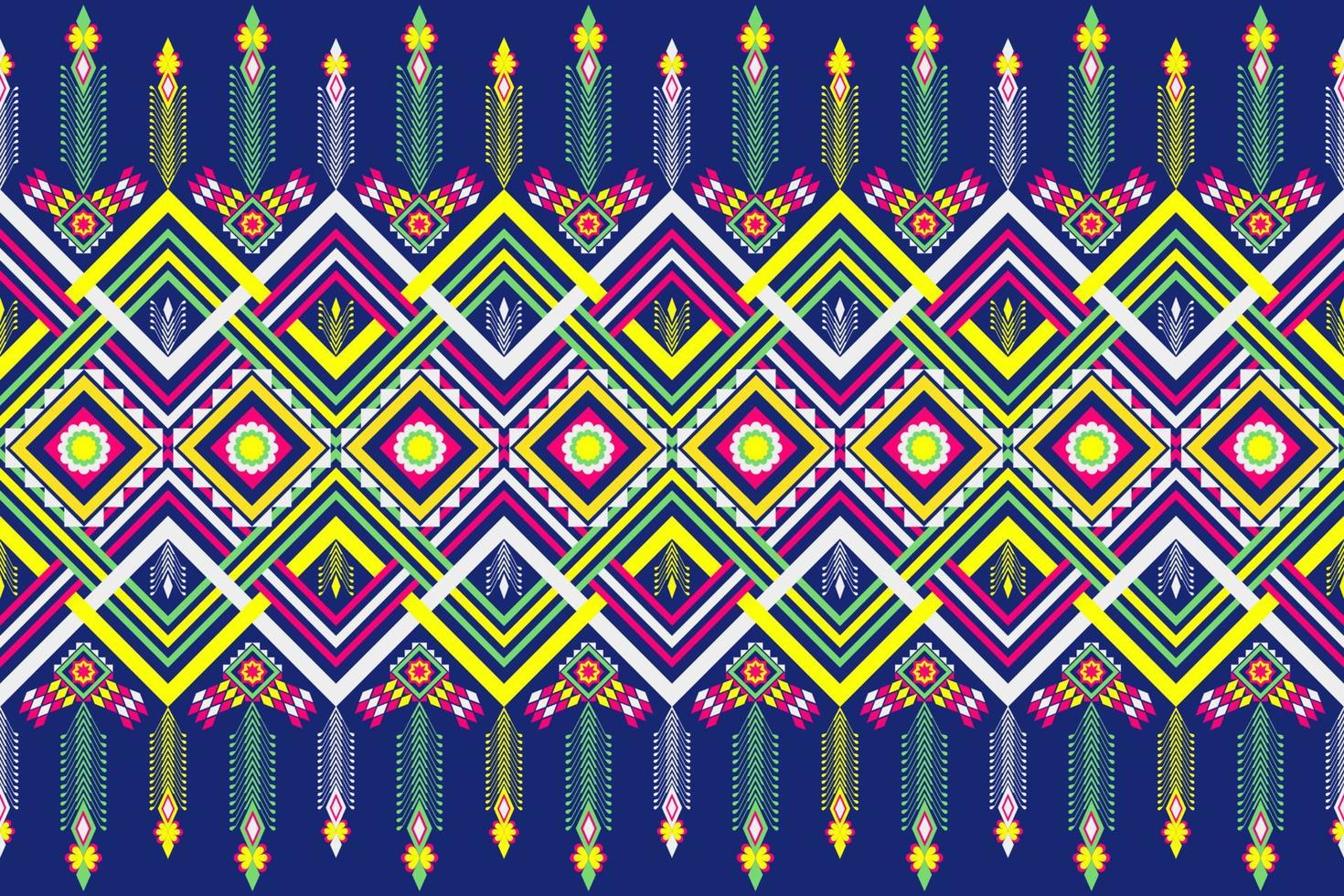 design de padrão sem costura tradicional de geometria étnica oriental para fundo, tapete, papel de parede, roupas, envoltório, batik, pano, ilustração vetorial de estilo bordado. vetor