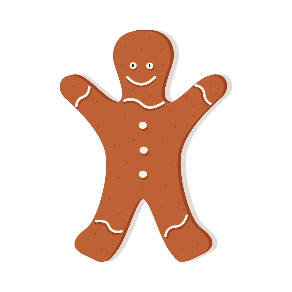pão de natal de natal na forma de um homem. deliciosa sobremesa de ano novo, biscoitos encaracolados festivos com glacê vetor