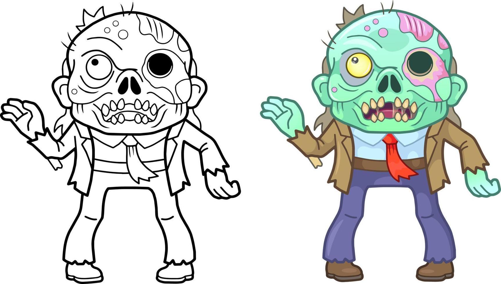 monstro zumbi engraçado dos desenhos animados vetor