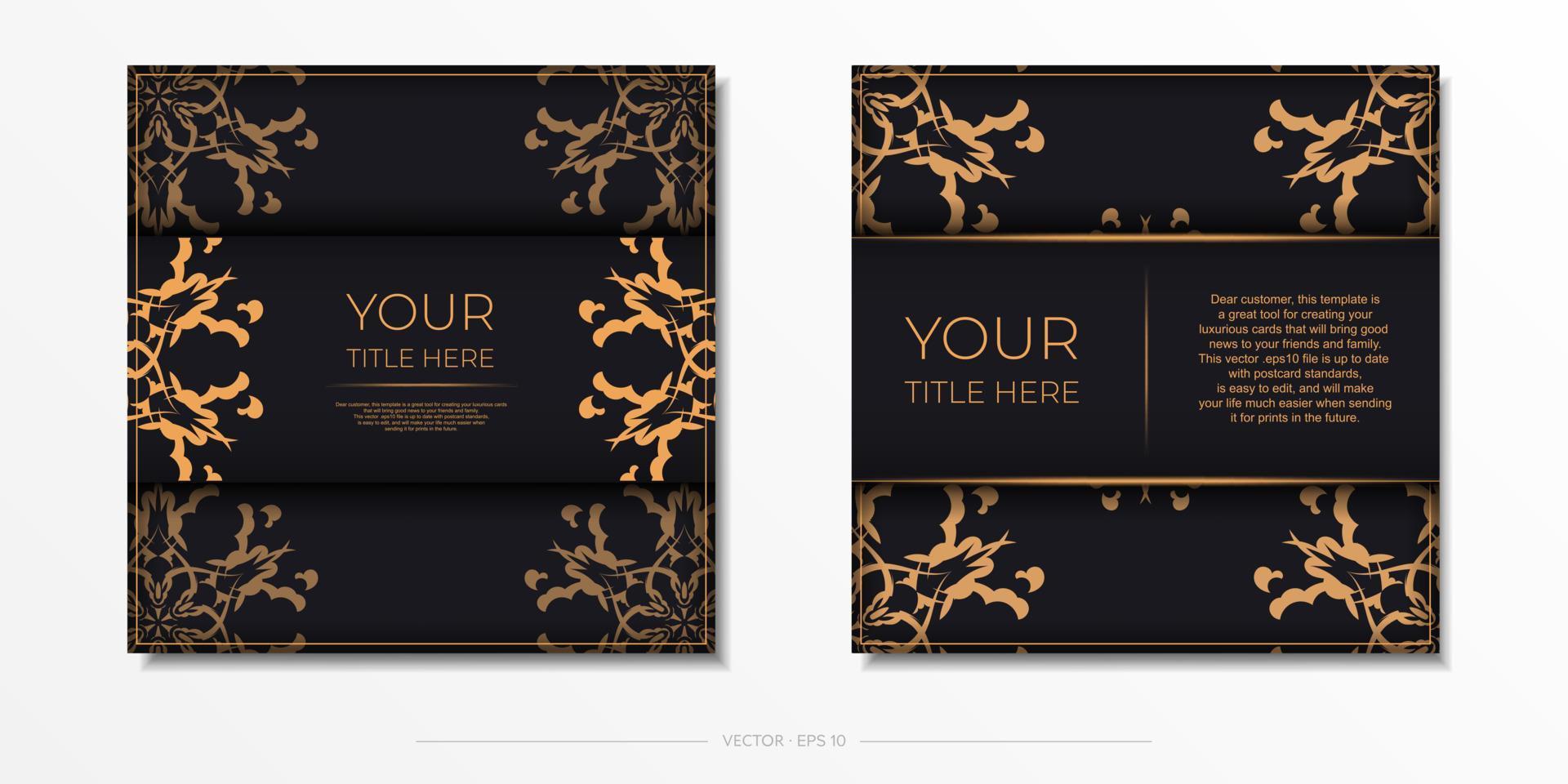 conjunto de preparação de cartões postais em preto com ornamentos indianos. modelo vetorial para design imprimível de cartão de convite com padrões de mandala. vetor