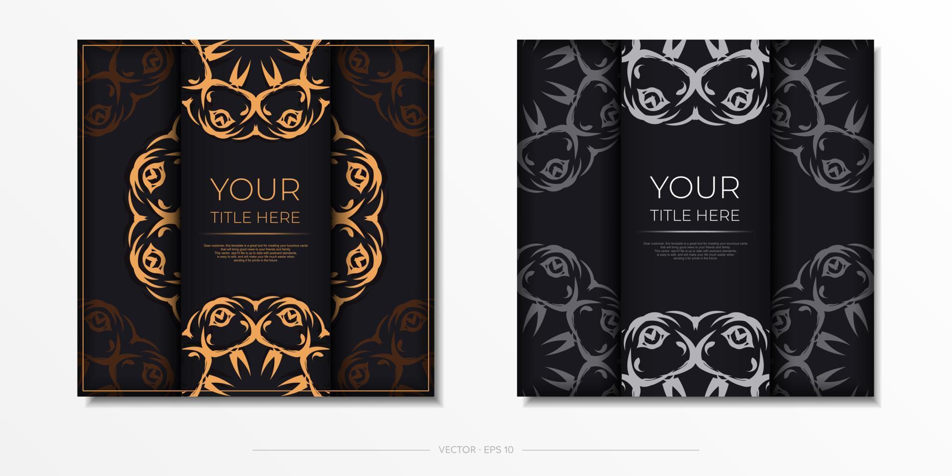 postais de vetor quadrado em cores escuras com padrões abstratos. design de cartão de convite com ornamento vintage.