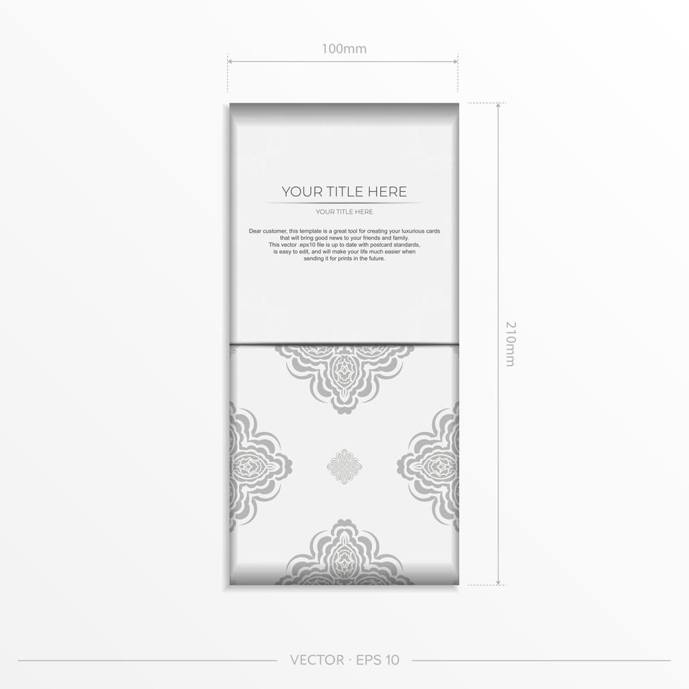 vetor de luxo preparando cartões de cores brancas com padrões indianos. modelo para cartão de convite de design de impressão com ornamento de mandala.