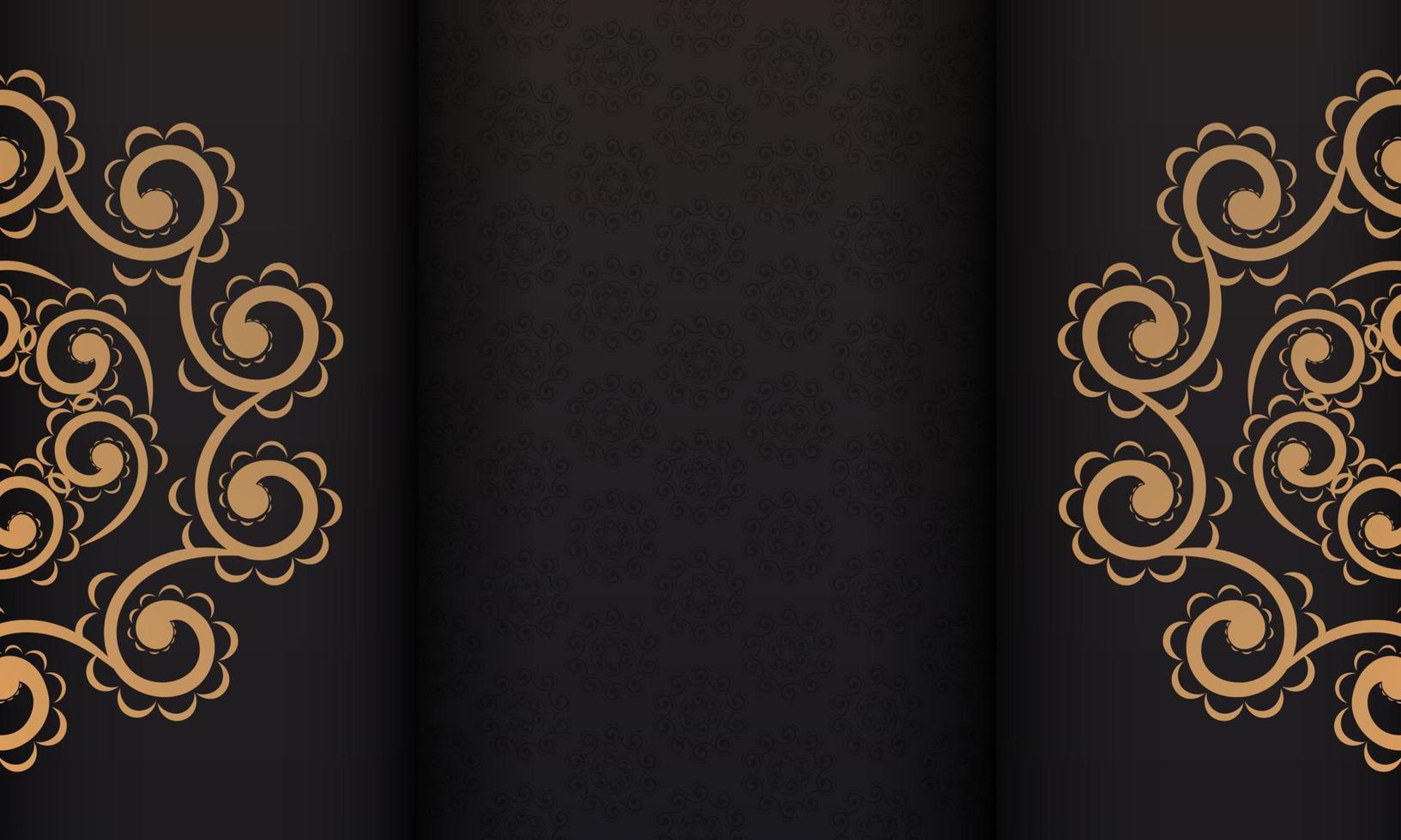 bandeira preta de padrões vetoriais lindos com ornamentos de mandala e coloque sob o texto. design de convite pronto para impressão com padrões de mandala. vetor
