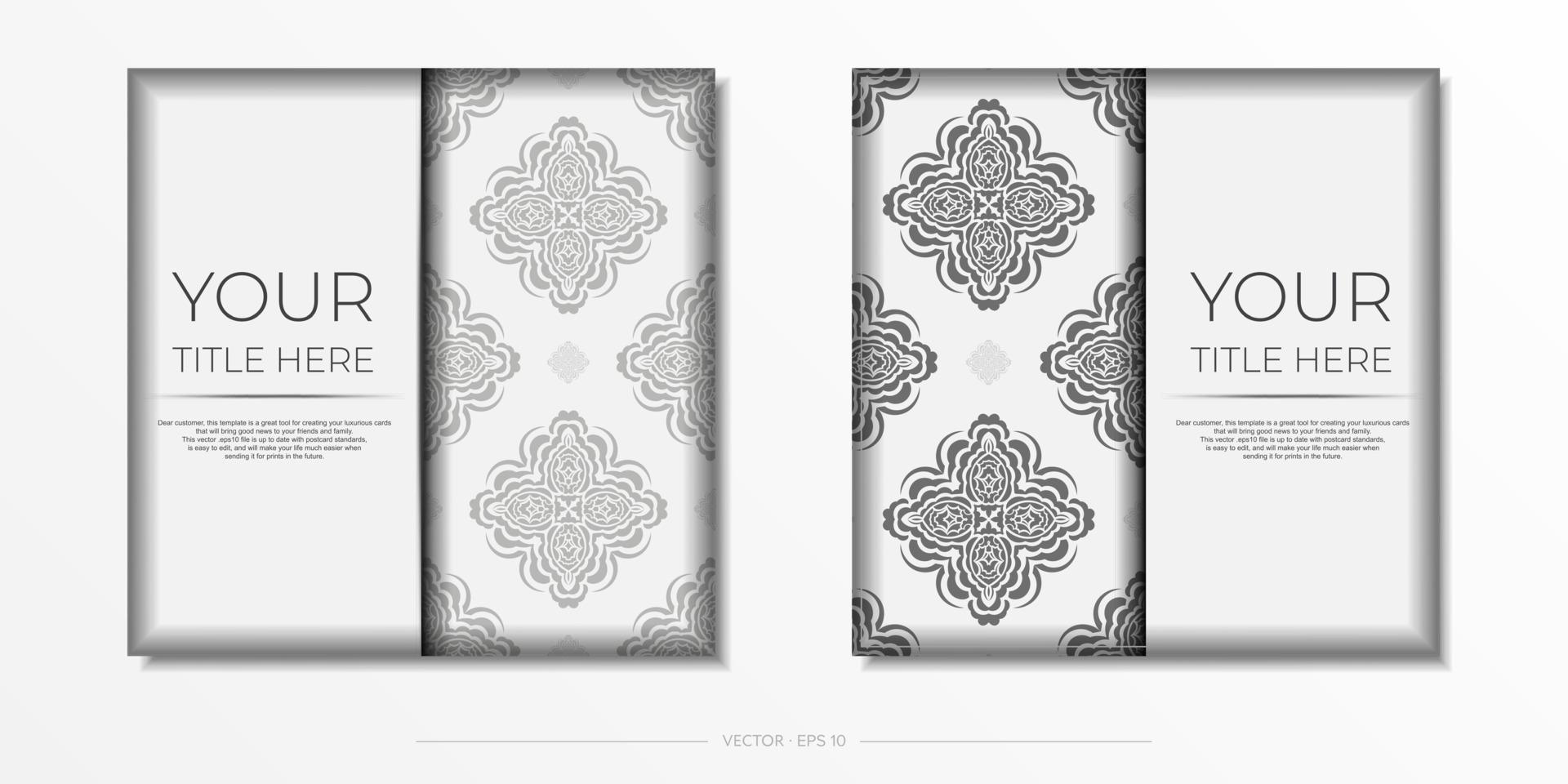 cores de cartão postal branco com ornamento indiano. design de cartão de convite com padrões de mandala. vetor