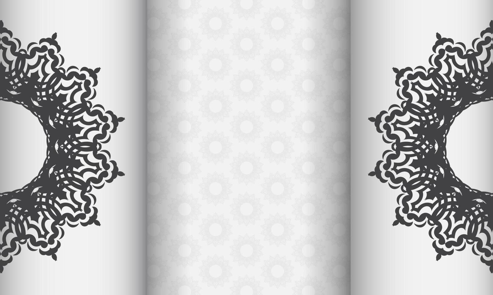 faixa branca com ornamentos pretos e coloque sob o texto. design de convite pronto para impressão com padrões de mandala. vetor