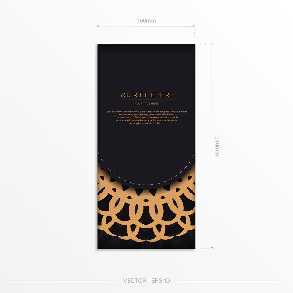 design de cartão postal de vetor elegante na cor preta com luxuosos padrões gregos. cartão de convite elegante com ornamentos vintage.