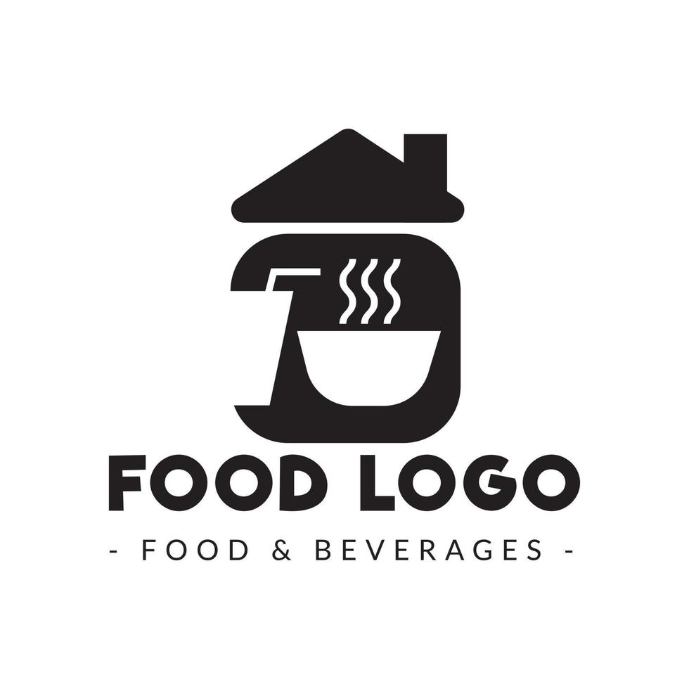 modelo de logotipo de comida. ilustração de bebida e comida quente dentro da loja. vetor