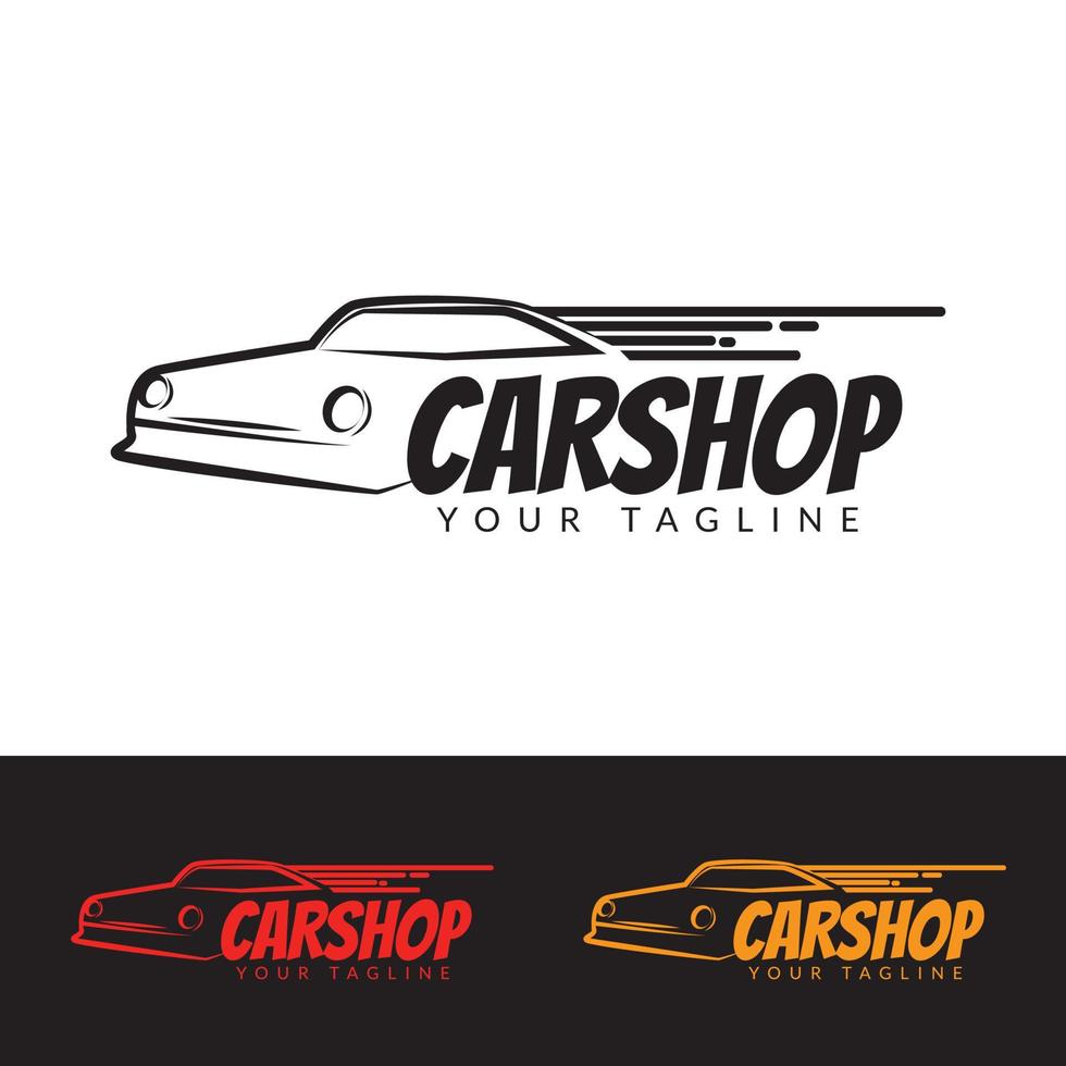 modelo de logotipo de loja de carros de arte de linha. ilustração vetorial de carro vetor