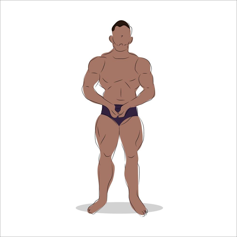 ilustração de homem de pé alto e sixpack, design plano vetor