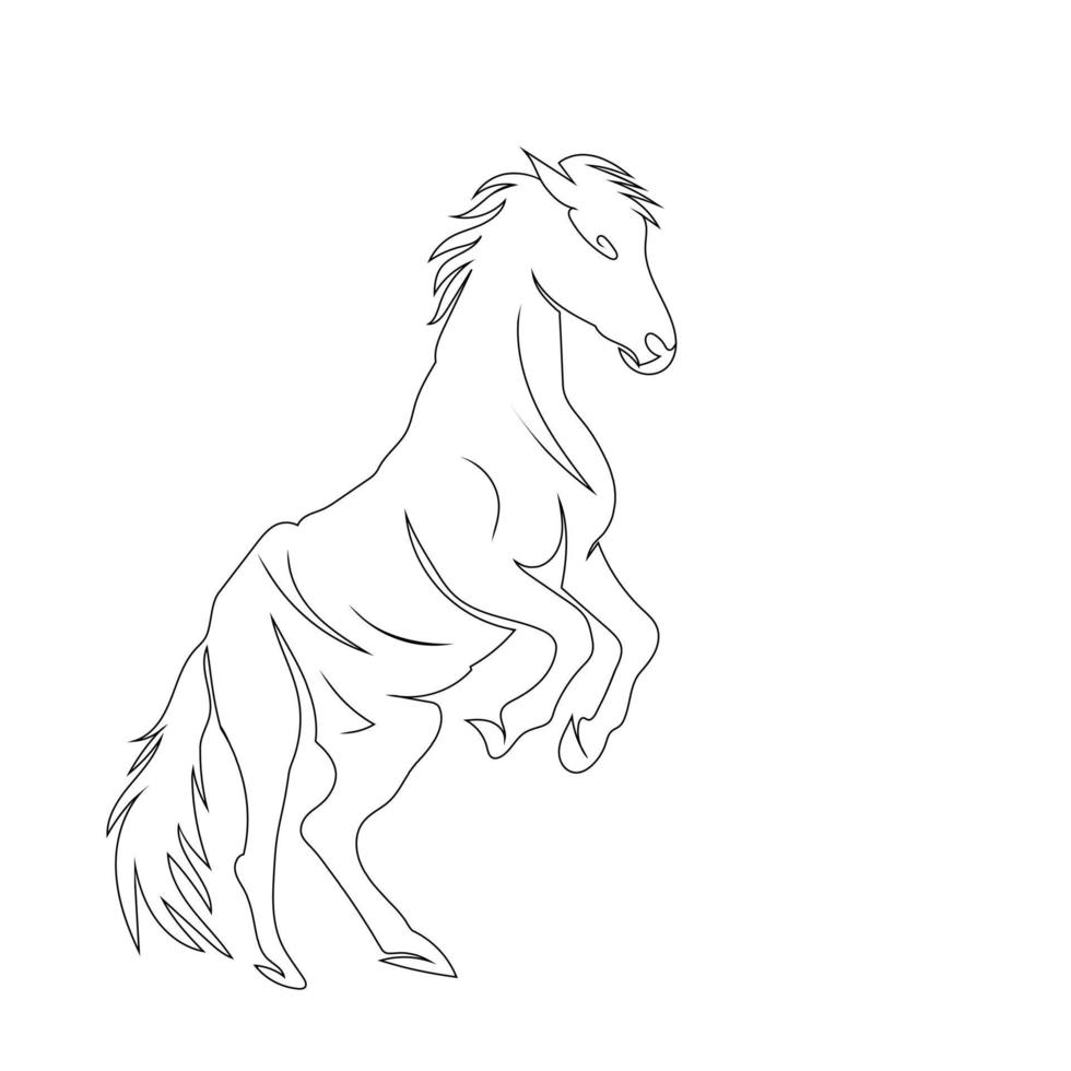 estilo de desenho de arte de linha de cavalo forte, o desenho de cavalo preto linear isolado no fundo branco e a melhor ilustração vetorial de arte de linha de cabeça de cavalo. vetor