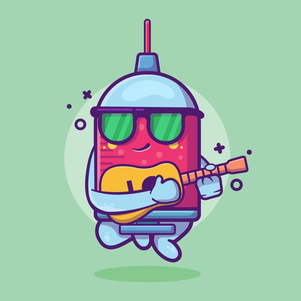 mascote de personagem de seringa fofa tocando desenho de guitarra isolado em design de estilo simples vetor