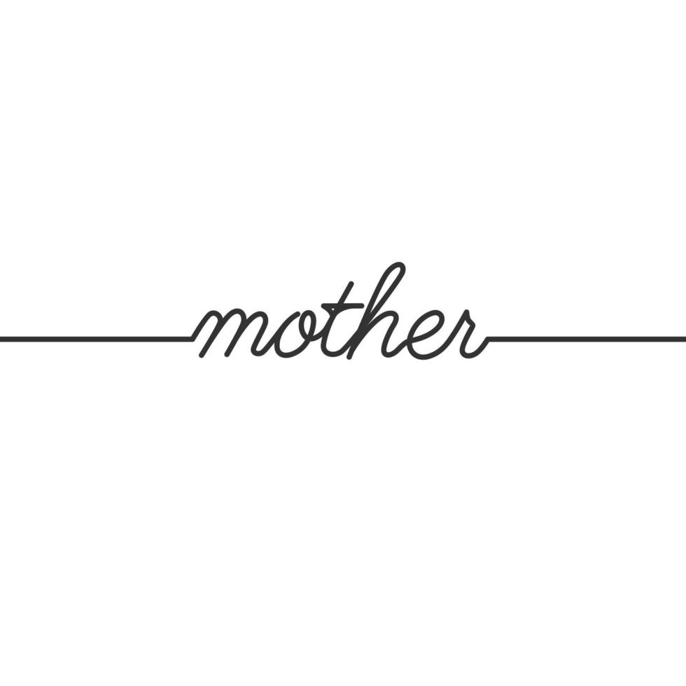 mãe - desenho de linha contínua tipografia letras design minimalista vetor