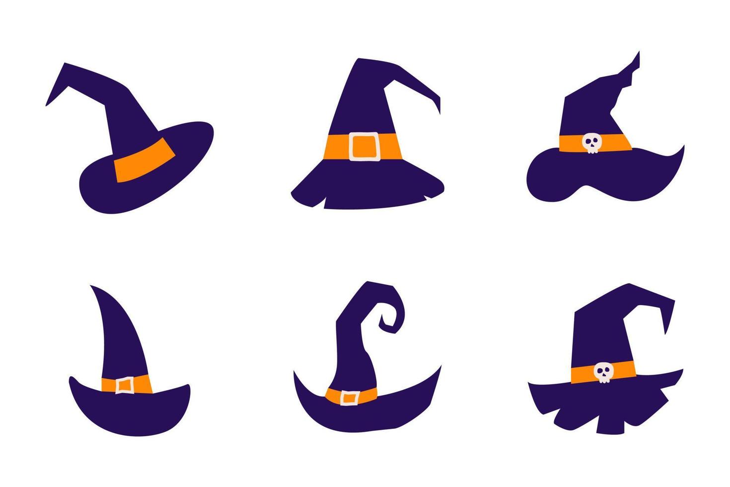 conjunto de chapéus de bruxa para o halloween. elementos de halloween e objetos para projetos de design. vetor
