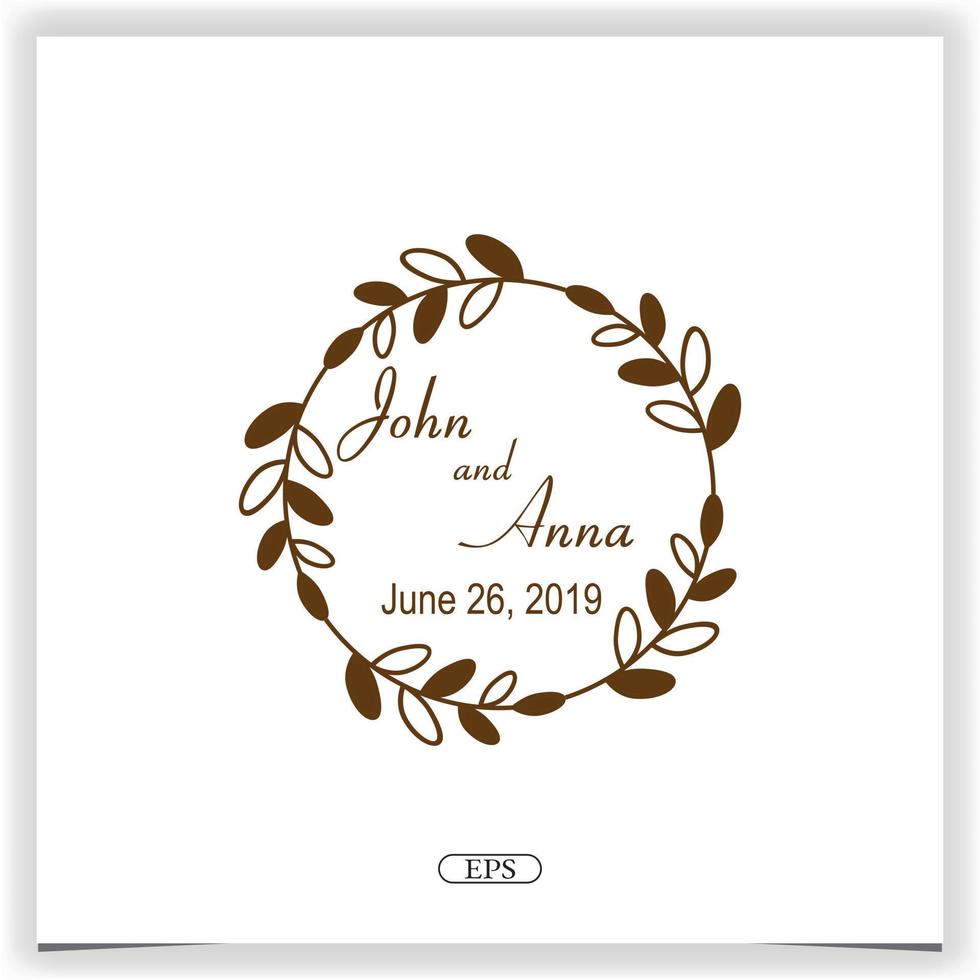 círculo floral convite de casamento logotipo modelo elegante premium vetor eps 10