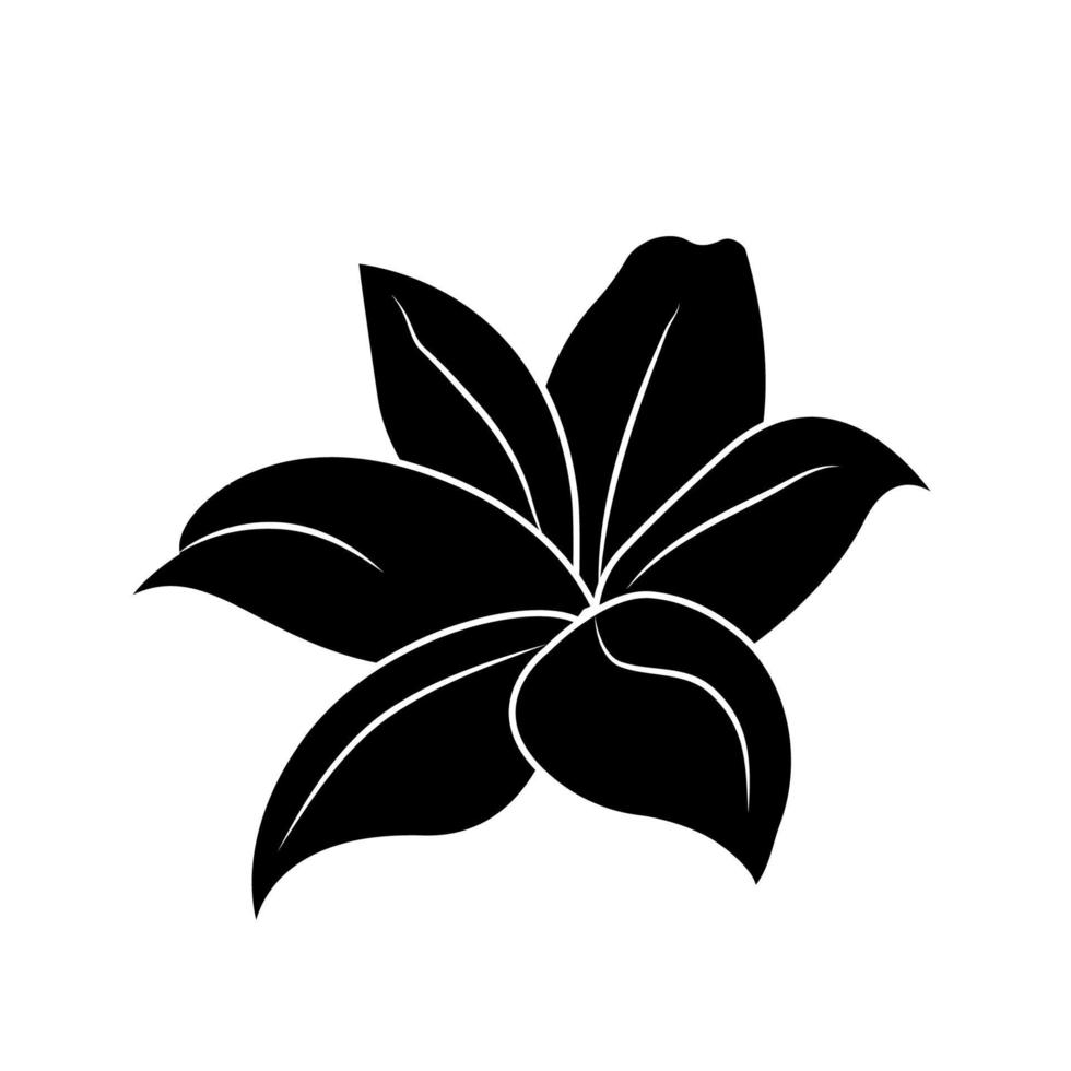 silhueta de lírio, logotipo ou tatuagem, flor decorativa isolada no fundo branco. ilustração floral, natureza. vetor
