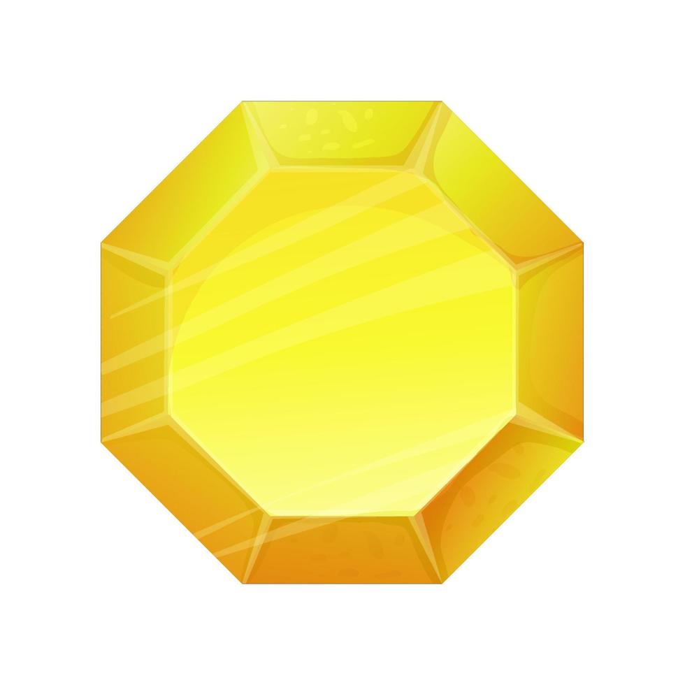 ativo de jogo de pedras preciosas na cor amarela, joia em estilo cartoon, isolado no fundo branco. cristal. elemento de jogo de interface do usuário, slot. ilustração vetorial vetor