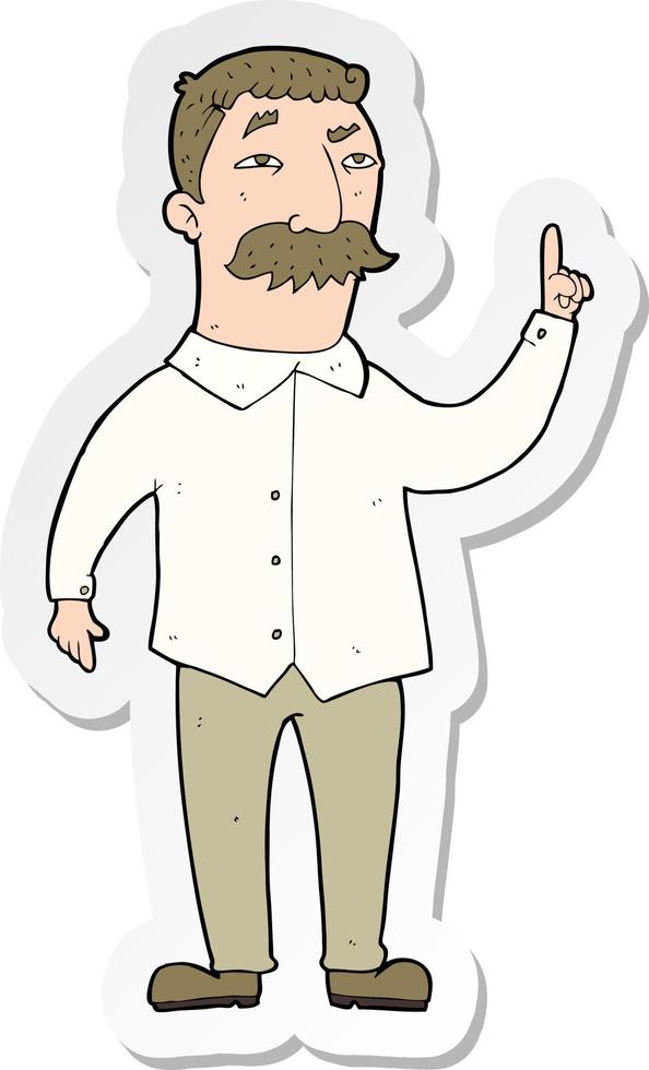 adesivo de um homem de desenho animado com bigode vetor