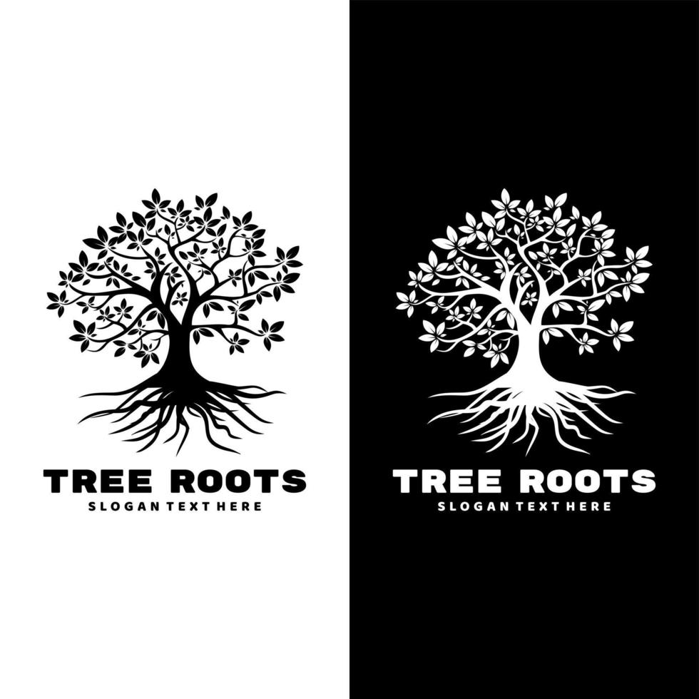 vetor de ícone de design de logotipo de raízes de árvore