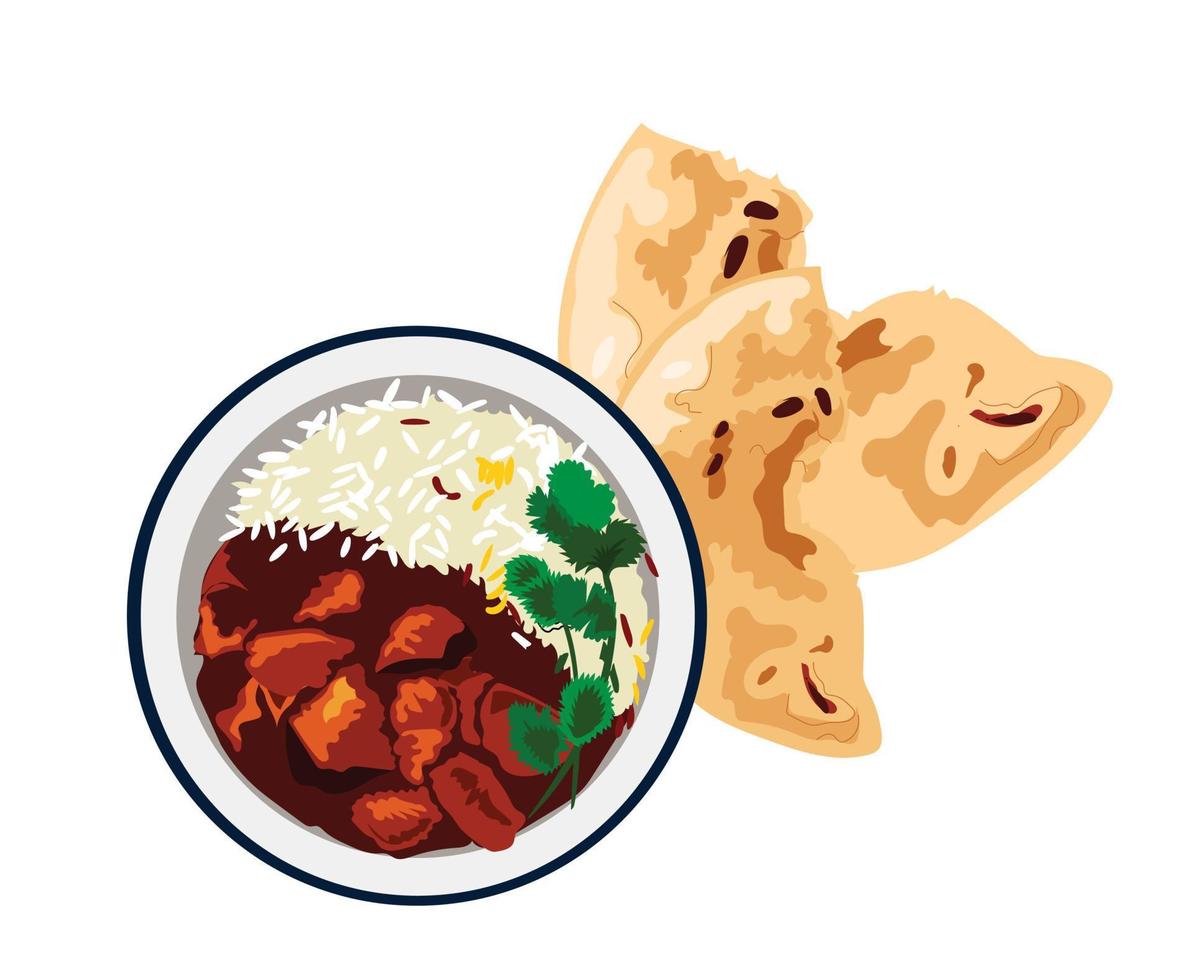 frango tikka masala ilustração vetorial de comida indiana e paquistanesa vetor