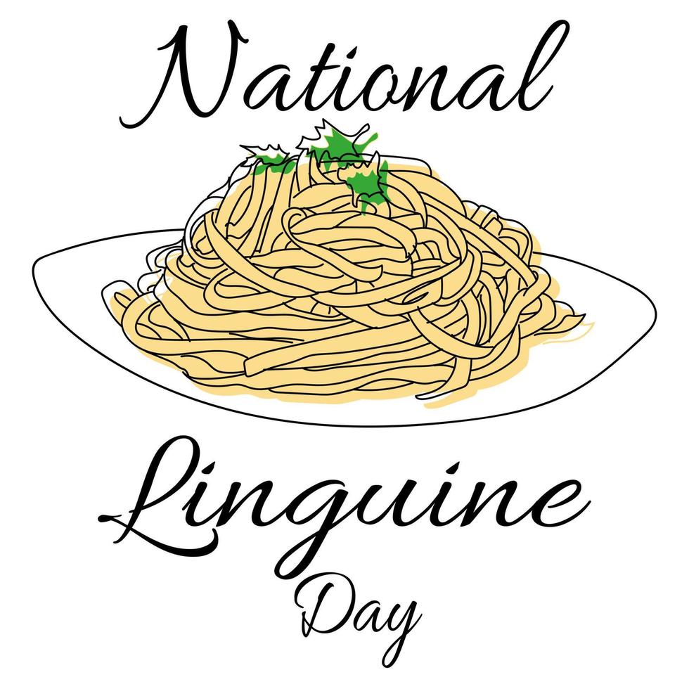 dia nacional do linguine, massa tradicional para cartão postal ou design de menu vetor