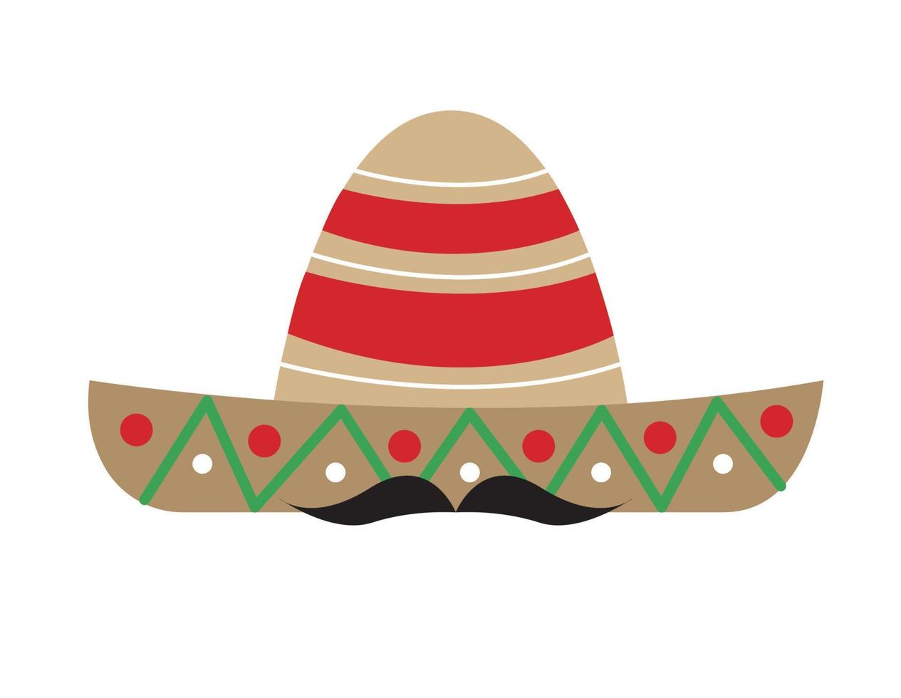 chapéu mexicano com bigode vetor