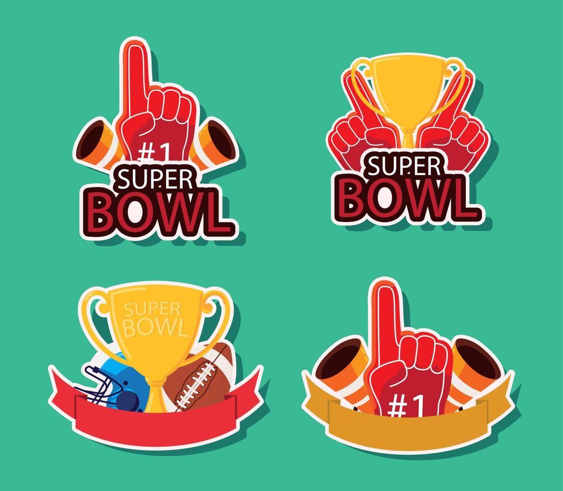 ícones do futebol americano do super bowl vetor