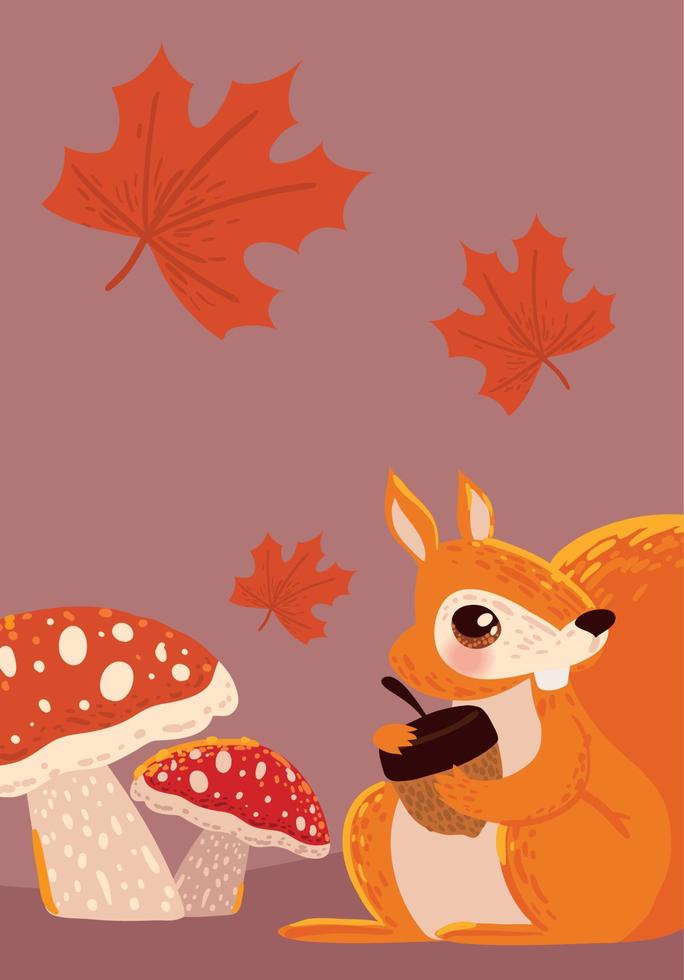 esquilo de cena de outono vetor