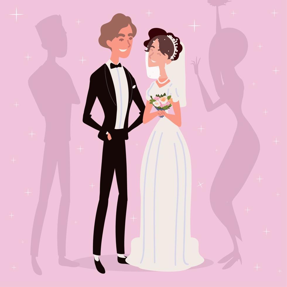 noiva e noivo casamento vetor