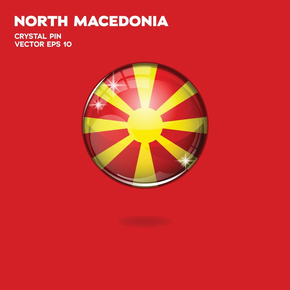 botões 3d da bandeira da macedônia do norte vetor