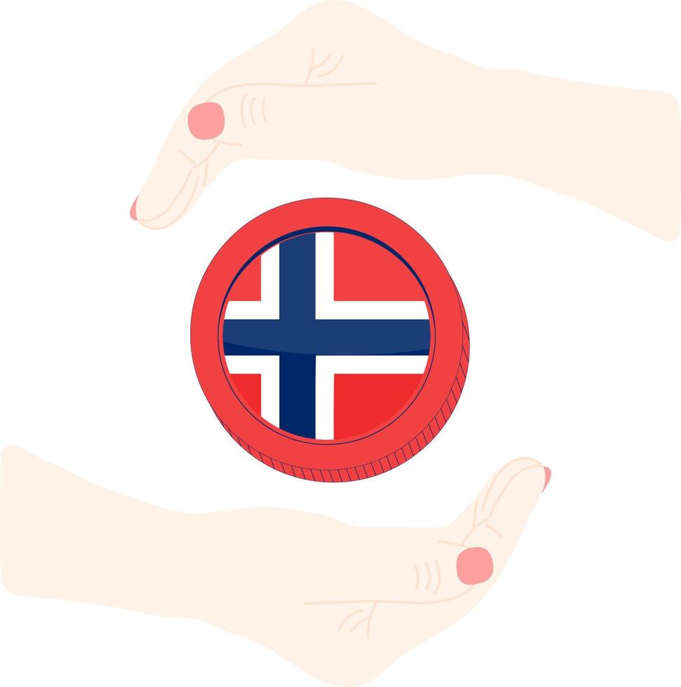 vetor de bandeira norueguesa desenhado à mão, vetor de coroa norueguesa desenhado à mão