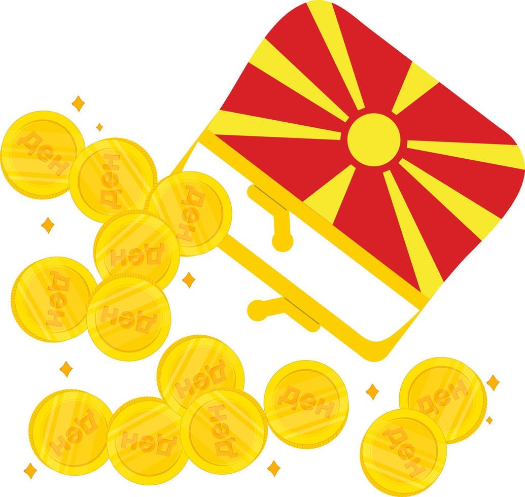vetor de bandeira da macedônia do norte desenhado à mão, vetor de denar desenhado à mão