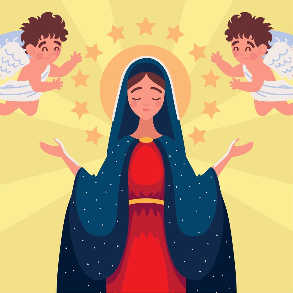 assunção de maria e anjos vetor