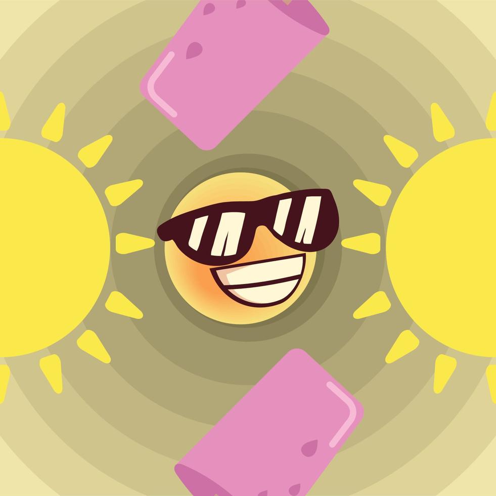 óculos de sol emoji verão vetor