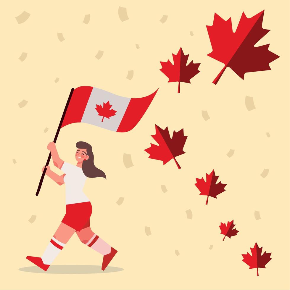 fermale com bandeira canadense vetor