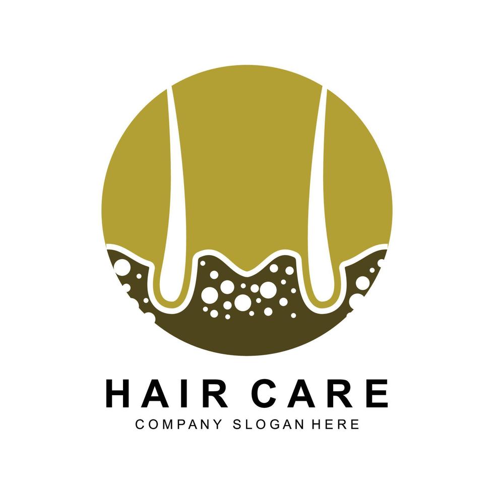 logotipo de cuidados com o cabelo, design de camada de couro cabeludo, ilustração de marca de salão de saúde vetor