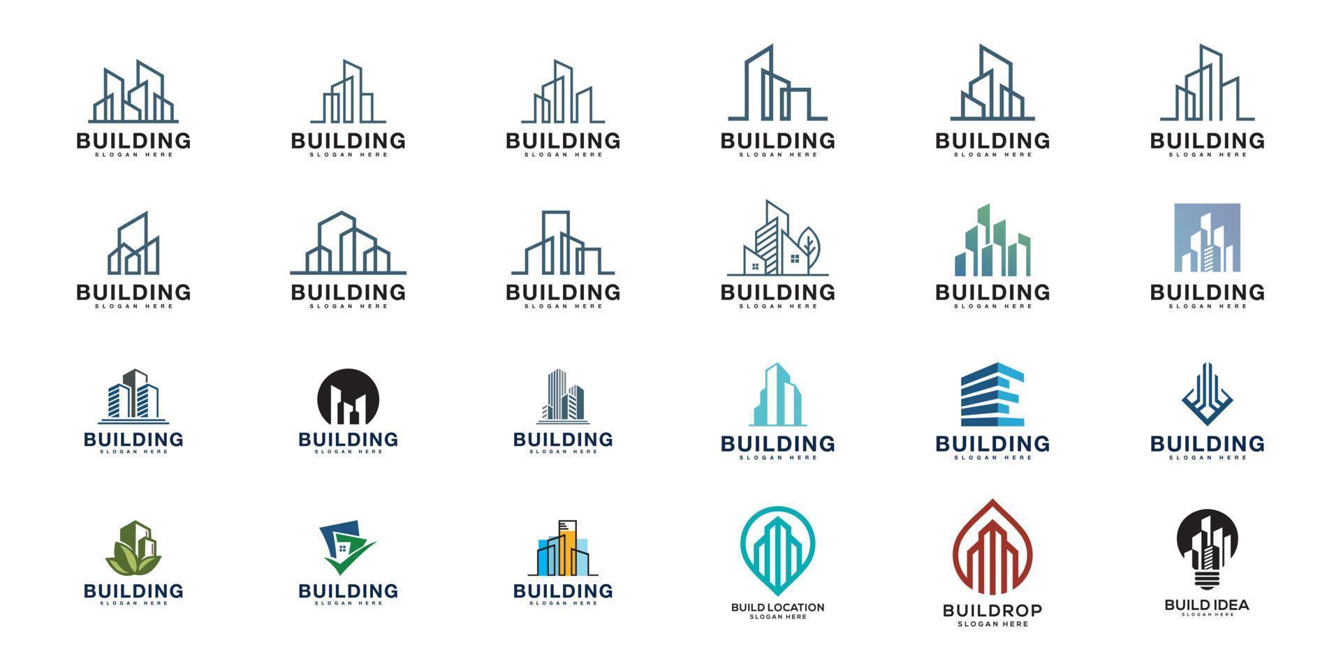 coleção de logotipos de construção vetor