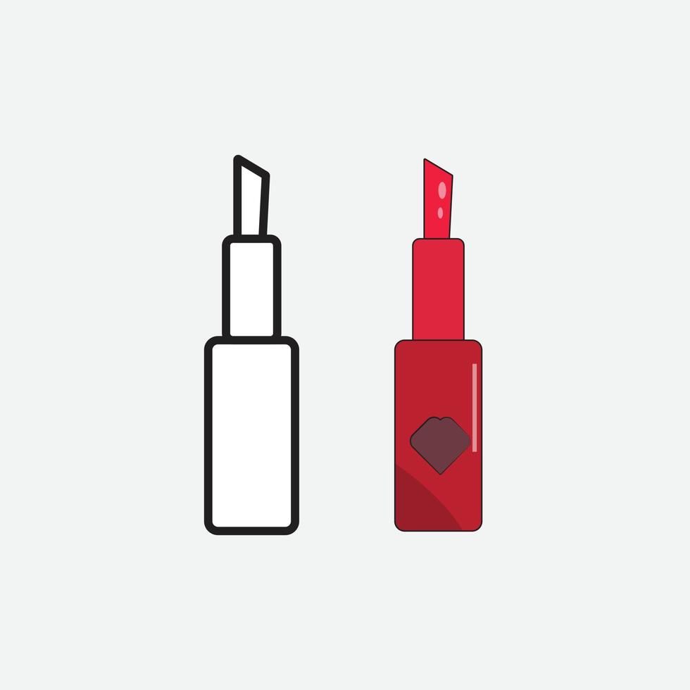 batom vermelho para produto cosmético de beleza de moda feminina para meninas luxo e ilustração vetorial de aparência brilhante vetor