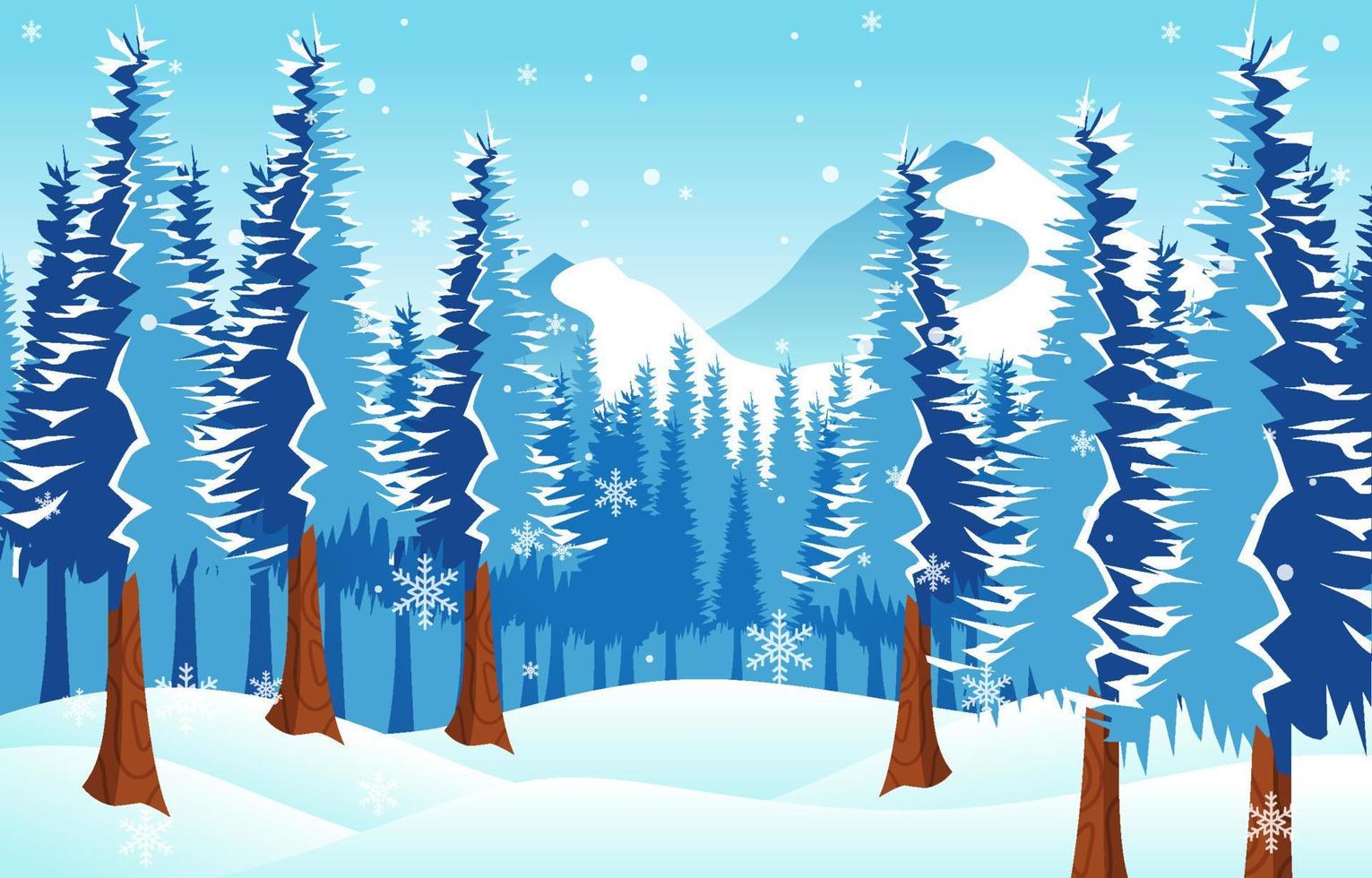 ilustração de estilo plano de fundo de paisagem de inverno vetor