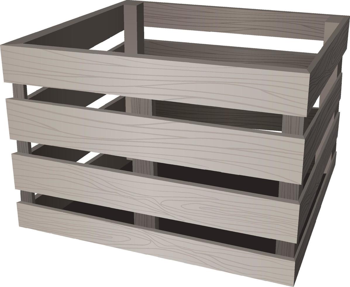 caixa de madeira 3d isolada vetor