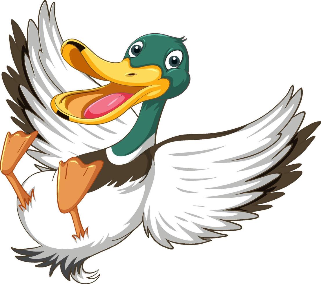 personagem de desenho animado de pato-real feliz vetor