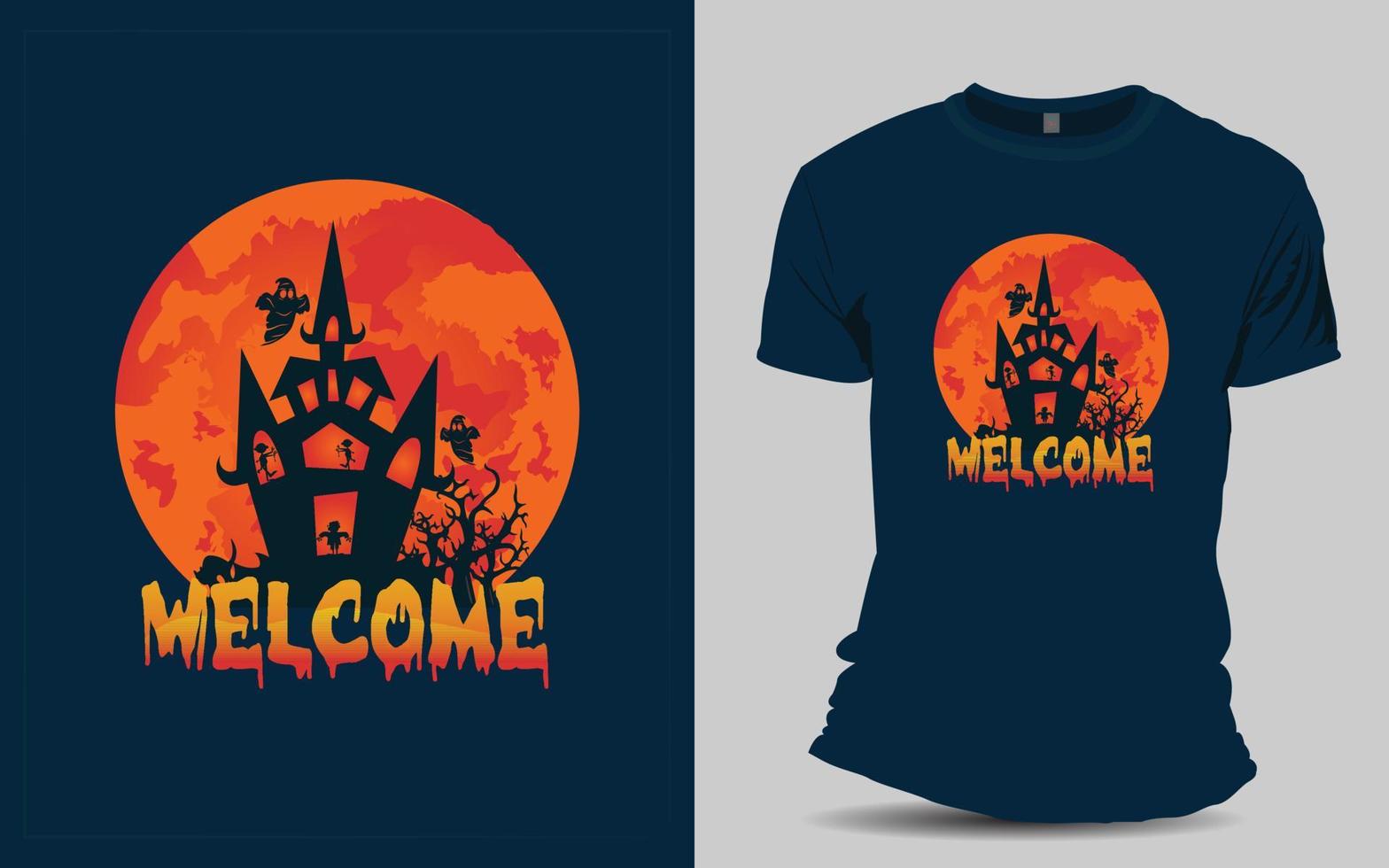 design de camiseta de halloween assustador vetor