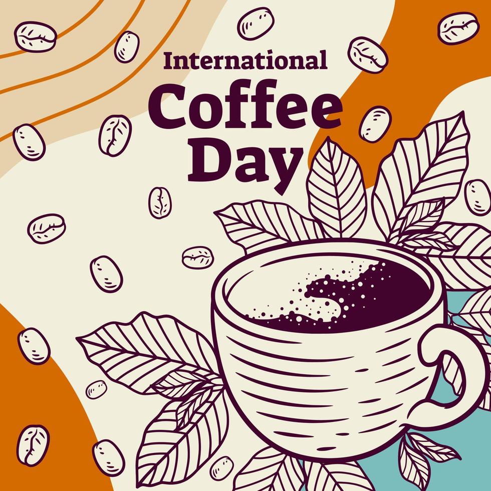 ilustração gráfica do dia internacional do café vetor