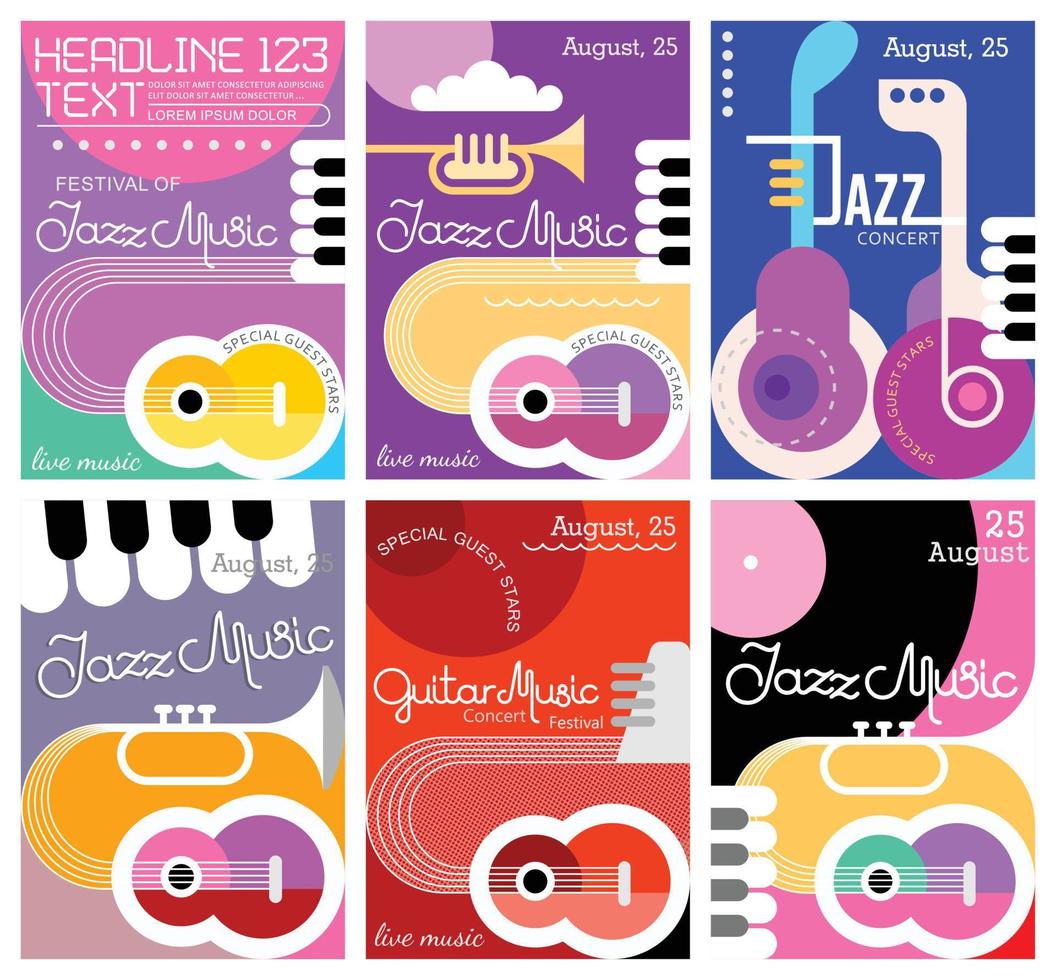 designs de cartazes de festivais de música vetor
