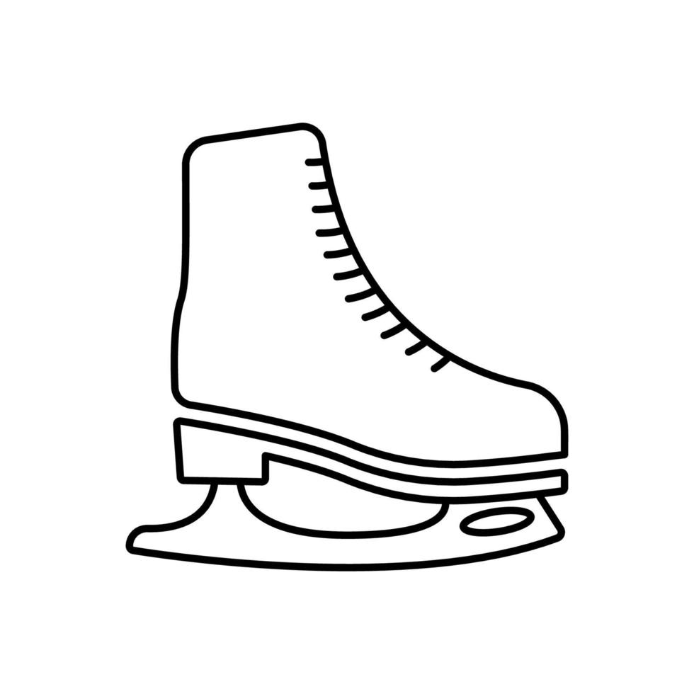 bota de equipamento de patinação artística para pictograma de contorno de pista. ícone de linha preta de patinação no gelo. sapato para atividade saudável de lazer de inverno. símbolo plano de jogo de hóquei de treinamento esportivo. ilustração vetorial isolado. vetor